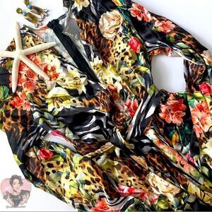 JOHN ZACK Petite Plunge Skater Dress Tropical Print 🌴